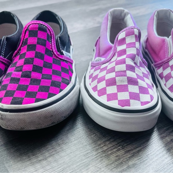 Vans Bold Pink and Black Checkered Slip-Ons Girls Size 13-13.5 EUC Pink - Picture 5 of 5